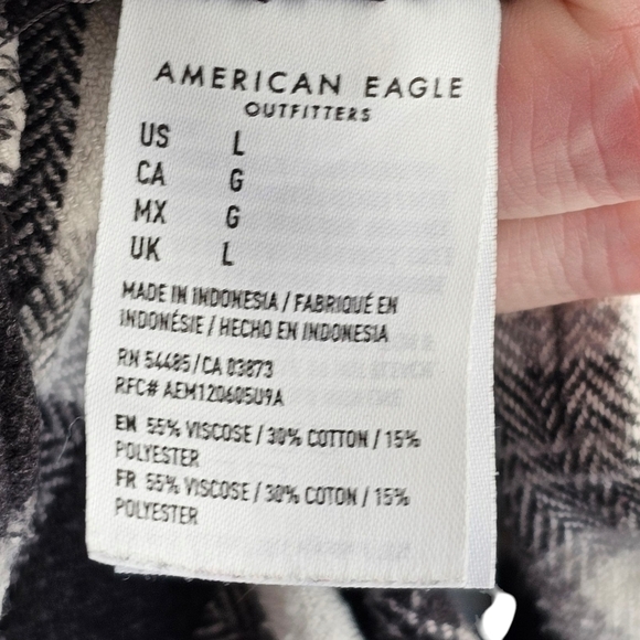 American Eagle Classic Fit Plaid Long Sleeve Button Up Shirt Sz L - Picture 7 of 9